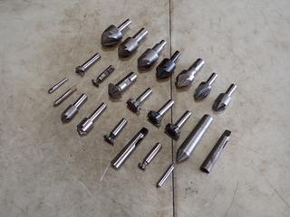 Qty Of Countersink Bits, Lathe Dead Centers, Chamfer Cutter, Taper Adaptor And Key Seat Cutter Tool