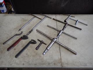 Qty Of Assorted Lathe Chuck Keys And Assorted C Hook Spanner Wrenches