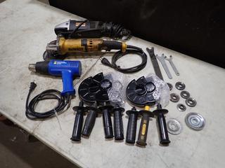 Dewalt 6in 120V Angle Grinder, Walter 120V Angle Grinder, Powerfist 120V Heat Gun And Qty Of Handles And Guards