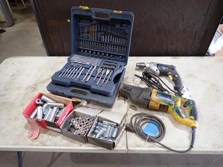 Mastercraft 1/2in Hammer Drill c/w Drill Bit Sets, Dewalt 120V Reciprocating Saw, Qty Of Ucan 5/8in Drop In Anchors And Hilti 3/4in Anchors