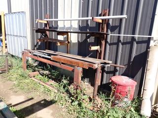 8ft X 3ft X 7ft Cantilever Storage Rack c/w Approx. 35in - 11ft Square Tubing, Pipe, Solid Pipe And 8ft X 18 3/4in  *Note: Buyer Responsible For Removal*