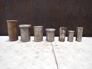 Qty Of (7) 3in(H) X 1 3/4in OD X 3/8in Keyway To 5in(H) X 3in(OD) X 3/4in Keyway Broach Bushings