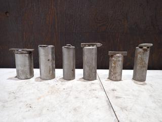 Qty Of (6) 3 3/4in - 5in Keyway Broach Bushings  w/ 1/2in, 3/8in, 5/8in And 3/4in Keyway Sizes And Bushings