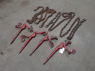 Qty Of (4) LEBUSC-11 3/8in - 1/2in Load Binders c/w (2) 3/8in Chains