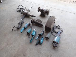 Electric Power Drill c/w 3/16 - 3/4in Chuck, 120V Bench Grinder, Air Compressor And Angle Grinder *Note: Parts Only*
