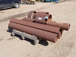 Qty Of Approx 15in - 9ft Pieces Of Pipe w/ Approx. 7 1/2in - 9in OD And (1) 92in Square Tubing w/ 7in OD