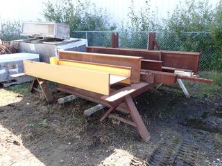 Qty Of Approx. 93in - 14ft Pieces Of I-Beam And Square Tubing c/w (2) 11ft X 3ft X 27in Steel Stands