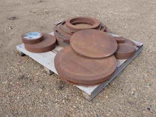 Qty Of Approx. 10in - 25in Round Steel Plates c/w Qty Of Assorted Size I-Beam