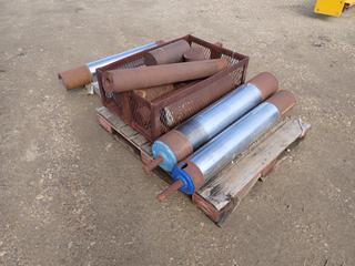 Qty Of (3) 44in Chrome Shafts c/w Qty Of Approx. 13in - 41in Solid Steel Blocks And 36in X 24in X 13in Basket