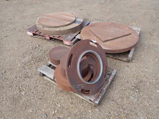 Qty Of Approx. 14in - 45in Round Steel Plates w/ Approx. 1in - 6 1/2in Thick