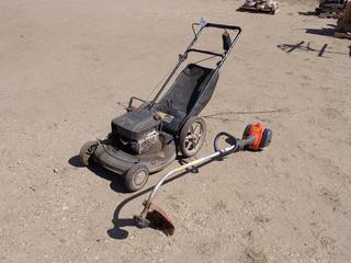 Husqvarna 122cc Weed Eater w/ 22cc Gas Engine c/w Lawn Mower w/ Bag And Briggs & Stratton Gas Engine*****