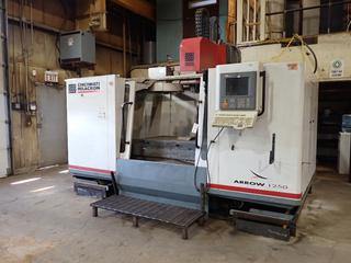 1998 Cincinnati Milacron FRD Arrow 1250 208V 3-Phase CNC Vertical Milling Machine w/ 60in X 30in Table, 24-Post Tool Holder, Acramatic 2100 CNC Controller And Siemens Acramatic CNC Tech Pendant. SN 7055-A00-98-0038 *Note: Buyer Responsible For Power Disconnect And Removal* **For Your Convenience Quote Available From Rusty's Equipment For Power Disconnect, Fluids Drained, Rigging(If Required) And Loaded On Your Transport for a Cost $3,175**