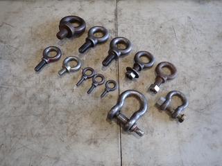 Qty Of 3/8in - 1 1/8in Eye Bolts c/w Assorted Size Shackles