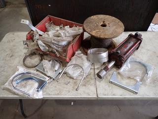 Qty Of Wire Rope, Sanborn Hydraulic Cylinder And Assorted Truck Clamps 