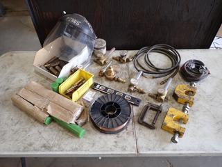 Qty Of Oxy/Acetylene Gauges, Cutting Torch Tips, Contact Tips, Clamp, Metal Core Wire, Face Shield, Tip Cleaner And Level