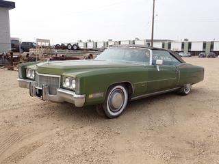 1971 Cadillac Eldorado Convertible 2-Door Sedan c/w 8.2L Gas, A/T And P235/75R15 Tires. Showing 07852 Miles. VIN 693671Q425696 *Note: Runs, May Require Repairs*