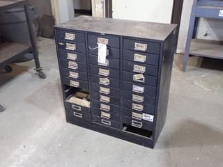 30in X 15in X 33in Tennsco 30-Drawer Storage Unit *Note: Missing 3 Drawers*