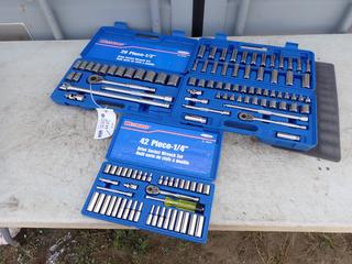 (1) Westward 20-Pc 1/2in DR Socket Set, Westward 56-Pc 3/8in DR Socket Set And Westward 42-Pc 1/4in DR Socket Set *Note: (1) Extension Missing In 1/2in DR Set*