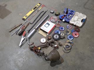 2ft Level, Steel Brush, Grinding Discs, Wire Wheels, Square, Incomplete Hole Saw Kit And 30W LED Outdoor Flood Light
