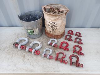 Qty Of Assorted 3 1/4-Ton - 12-Ton Shackles c/w Klein Bag And Tag Line