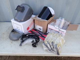 (2) Unused Fibre-Metal Welding Helmets c/w Qty Of BDG Cowhide Gloves, Clear And Tinted Face Shields And Face Shield Brackets