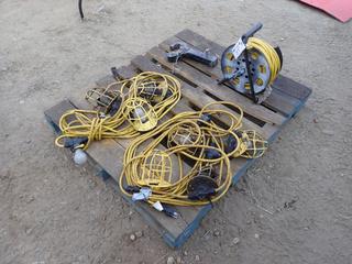 Extension Cord Reel c/w Qty String Lights And Pintle Hitch
