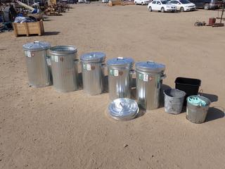 Qty Of GW Metal Garbage Cans And Pails