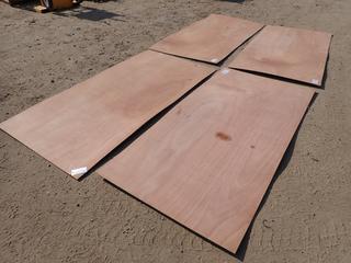 Qty Of (4) 8ft X 4ft Sheets Of Tri Ply Underlayment *Note: (1) Sheet Slightly Damaged, Has Nail Holes*