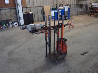 Milwaukee 115V HD Drill c/w Adjustable Horizontal Mount Portable Drill Stand And Assorted Drill Bits