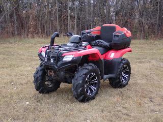 2015 Honda Fourtrax 4X4 ATV c/w 5-Spd Manual And AT28X11-14 Tires. Showing 229hrs, 1,901kms. VIN 1HFTE402XF4100069 **Located In Edmonton**