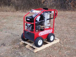 Unused 2025 Magnum GS18 4000 Gold Series 4000PSI Hot Water Pressure Washer w/ 15hp Gas Motor, 12V, Hose And Wand. SN 253163 **Located In Edmonton**