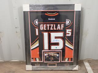 Ryan Getzlaf Signed Framed Anaheim Ducks Jersey w/ AJ Sports Memorabilia COA *Note: Water Damage* **Located In Edmonton**