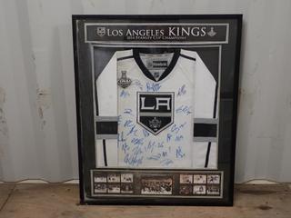 2014 LA Kings Stanley Cup Champion Team Signed Framed Jersey w/ 23 Signatures And COA By Just Frame It Inc. *Note: Water Damage* **Located In Edmonton**