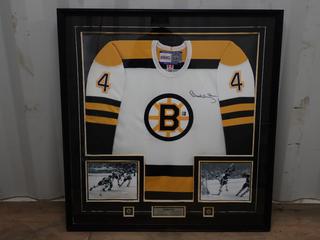Bobby Orr Signed Framed Boston Bruins Jersey w/ COA By Great North Road Marketing *Note: Water Damage* **Located In Edmonton**