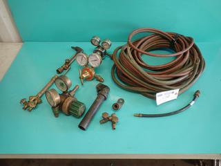 Qty Oxy/Acetylene Hose, Cutting Torch And Gauges **Located In Edmonton**