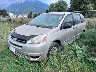 2004 Toyota Sienna CE Mini Van C/w 3.3L V6, A/T, 215/65R16 Estimated 242,728 kms *Non Running, No Keys* VIN 5TDZA29C64S209338 *Located In Fernie, BC*