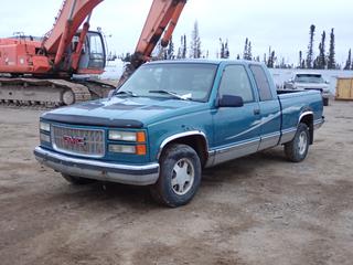 1997 GMC Sierra 1500 SLE 4X2 Extended Cab Pickup c/w 5.7L Vortec V8, A/T And 235/75R16 Tires. Showing 353,541kms. VIN 2GTEC19R5V1546437 *Note: Windshield Cracked, Rust Throughout Body, Fuel Pump Not Working. Turns Over Does Not Start, Running Condition Unknown* **Located In Fort McMurray**