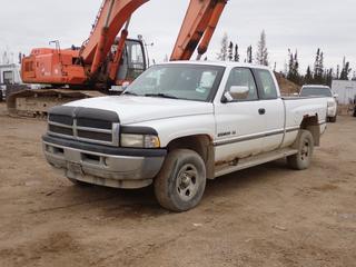 1996 Dodge Ram 1500 Laramie SLT 4X4 Extended Pickup c/w 5.9L V8 Magnum, A/T And LT245/75R16 Tires. Showing 353,323kms. VIN 3B7HF13Z3TM128669 *Note: No Cover For Master Cylinder, Windshield Cracked, Rear Window Missing, Rust Throughout Body* **Located In Fort McMurray**