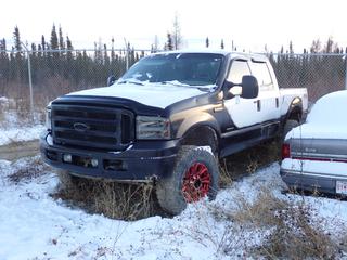 2007 Ford F250 Lariat FX4 Super Duty 4X4 Crew Cab Pickup c/w 6.0L Power Stroke V8 Diesel, A/T And LT295/70R18. VIN 1FTSW21P17EB37850 *Note: Ignition Broken, Dash Taken Apart, Dents On Doors And Box, Door Handle Missing Passenger Side, No Keys, Running Condition Unknown, Buyer Responsible For Removal* **Located In Fort McMurray**