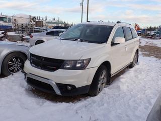 2017 Dodge Journey Crossroad AWD SUV c/w 3.6L, A/T, Power Sunroof And 225/55R19 Tires. VIN 3C4PDDGG3HT549249 *Note: Windshield Cracked, No Key, Unable To Confirm Mileage, Dent In Front Fender Passenger Side, Running Condition Unknown, Buyer Responsible For Removal* **Located In Fort McMurray**