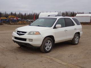 2006 Acura MDX AWD 7-Passenger SUV c/w 3.5L V6 VTEC, A/T, Leather, Power Sunroof And 235/65R17 Tires. Showing 299,657kms. VIN 2HNYD18666H001383 *Note: Windshield Cracked, Minor Rust, Engine Light On* **Located In Fort McMurray**