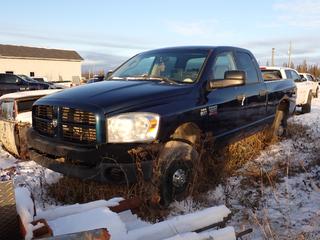 2008 Dodge Ram 2500 4X4 Crew Cab Pickup c/w 5.7L Hemi, A/T And LT245/75R17 Tires. Showing 216,624kms. VIN 3D7KS28D78G231402 *Note: No Key, Running Condition Unknown, Buyer Responsible For Removal **Located In Fort McMurray**