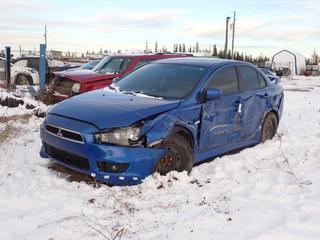 2011 Mitsubishi Lancer 4-Door Sedan c/w MiVec 2.0L, A/T, Power Sunroof And 205/60R16 Tires. Showing 163,225kms. VIN JA32U2FU9BU600433 *Note: Drivers Side Damaged, Traction Control And Air Bag Light On, Buyer Responsible For Removal* **Located In Fort McMurray**
