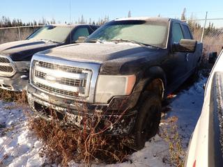 Ford F150 XLT Crew Cab Pickup c/w 5.0L, A/T And LT275/65R20 Tires. *Note: Rust Throughout, No Key, Cannot Verify VIN Or Mileage, Steering Wheel Taken Apart, Running Condition Unknown, Buyer Responsible For Removal* **Located In Fort McMurray** 