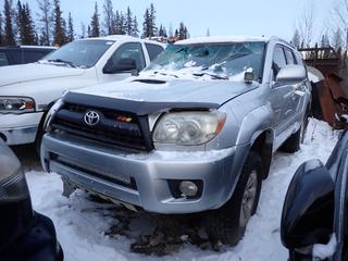 2007 Toyota 4Runner TRD Sport 4X4 SUV c/w 4.0L, V6, A/T And 265/65R17 Tires. VIN JTEBU14R770107239 *Note: No Keys, Parts Only, Running Condition Unknown* **Located In Fort McMurray**