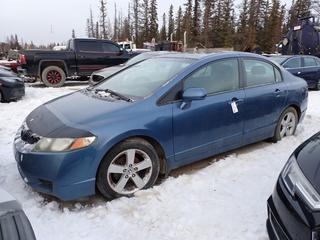 2009 Honda Civic 4-Door Sedan c/w 1.8L, 4-Cyl, A/T And Power Sunroof. VIN 2HGFA16689H110412 *Note: Paint Chips, Rust Throughout Body, Front Bumper Damaged, No Keys, Running Condition Unknown, Buyer Responsible For Removal* **Located In Fort McMurray**