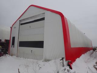 Quick Structures Approx. 60ft X 25ft X 18ft Shelter w/ 12ft(W) Door Opening *Note: Buyer Responsible For Dismantle And Removal, Contents Not Included* **Located In Fort McMurray**