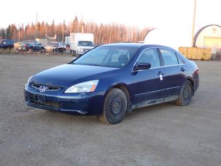 2008 Honda Accord 4-Door Sedan c/w 2.4L I-Vtec And 205/65R16 Tires. Showing 266,7233kms. VIN 1HGCM56403A800953 *Note: Need Serpentine Belt, Windshield Cracked, Scratches On Front Bumper, Engine And ABS Light On* **Located In Fort McMurray**