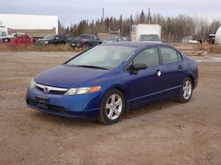 2006 Honda Civic 4-Door Sedan c/w 1.8L, 5-Spd Manual And 205/55R16 Tires. Showing 295,712kms. VIN 2HGFA15346H033394 *Note: Paint Peeling, Windshield Cracked* **Located In Fort McMurray**