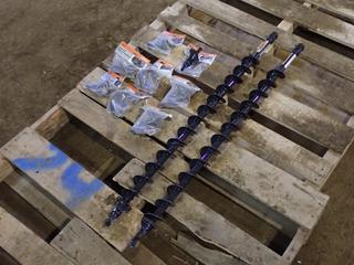 (2) STIHL 2.4in Earth Augers c/w Qty Of 2.4in - 3.5in Auger Bit Replacement Heads **Located In Fort McMurray**